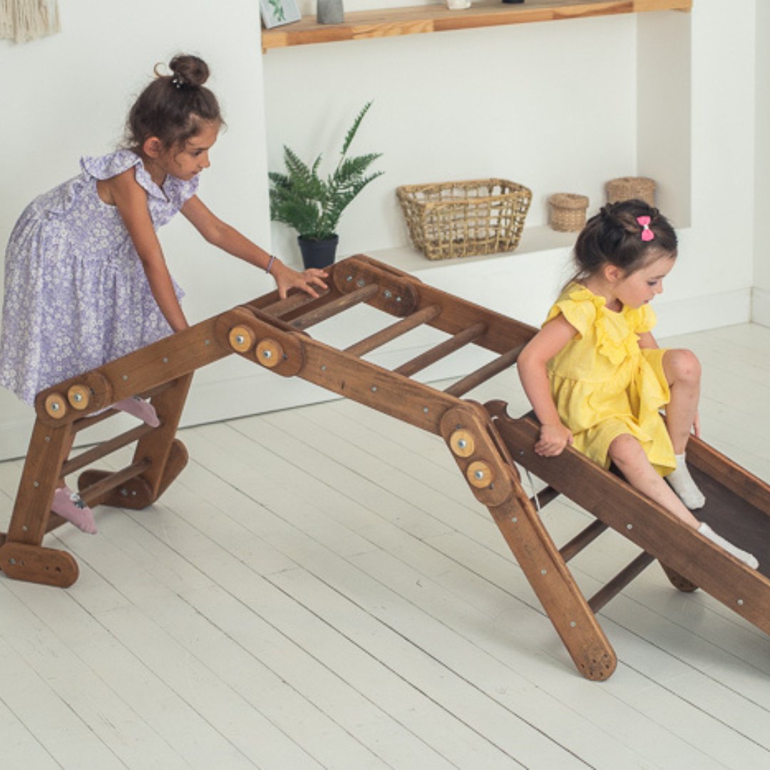 2in1 Montessori Climbing Set: Snake Ladder + Slide Board/Climbing Ramp