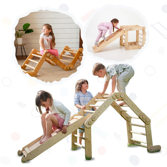 2in1 Montessori Climbing Set: Snake Ladder + Slide Board/Climbing Ramp