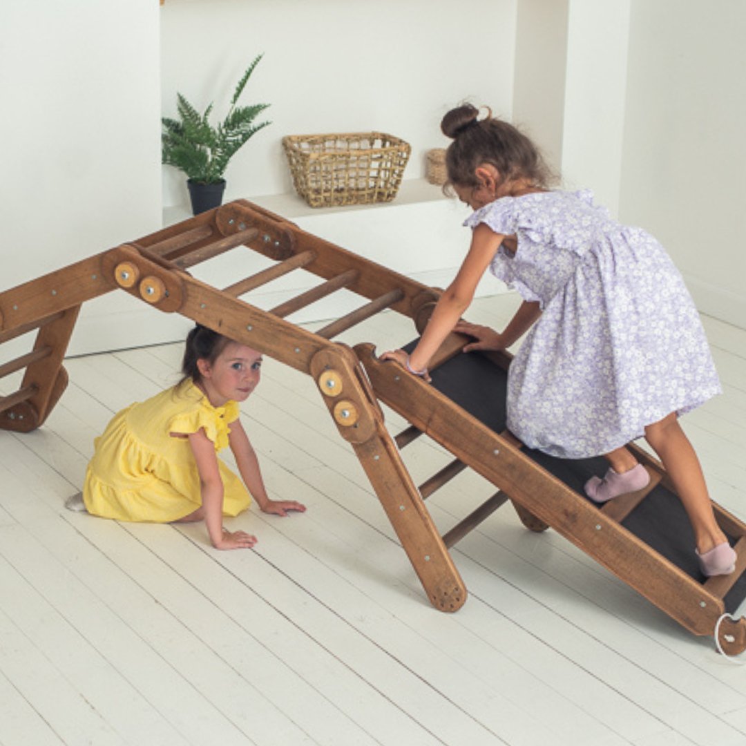 2in1 Montessori Climbing Set: Snake Ladder + Slide Board/Climbing Ramp