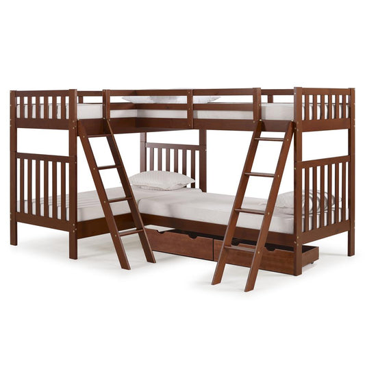 Bellamy Quad Bunk Beds in Chetsnut with Storage