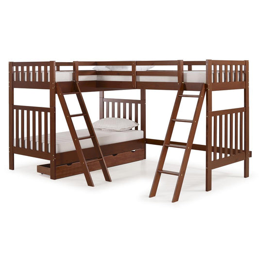 Austin 3 Bunk Bed in Chetsnut with Storage