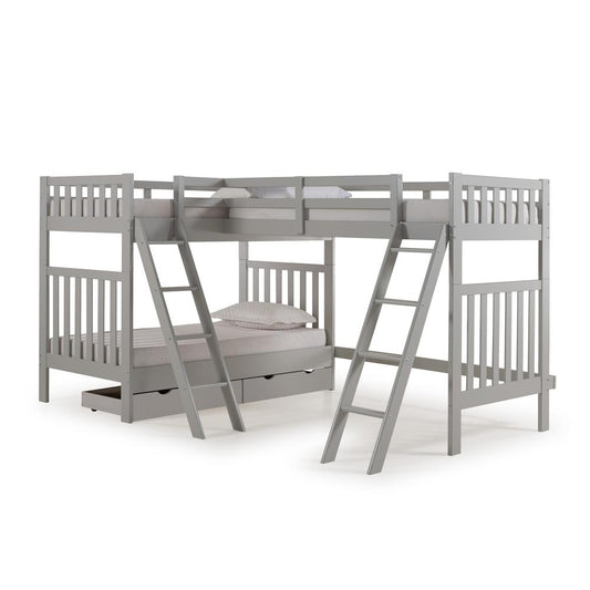 Austin 3 Bunk Bed in Grey with Storage