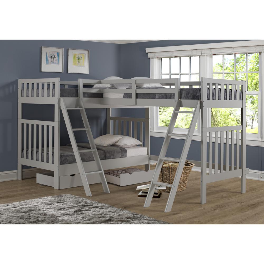 Austin 3 Bunk Bed in Grey with Storage