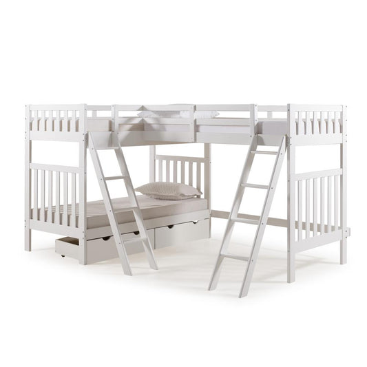 Austin 3 Bunk Bed in White with Storage