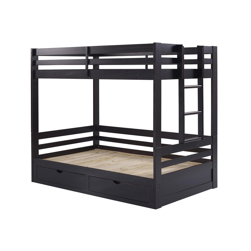 Violet Twin over King Bunk Bed with Storage - Espresso