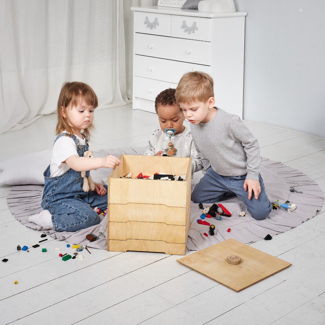 3in1 Montessori Shelves Set: Bookshelf + Toy Shelf + Lego sorter