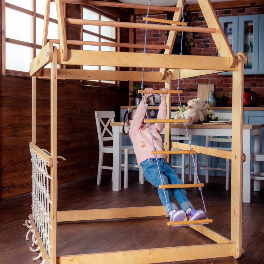 3in1 Wooden Playhouse with Swings and Seesaw