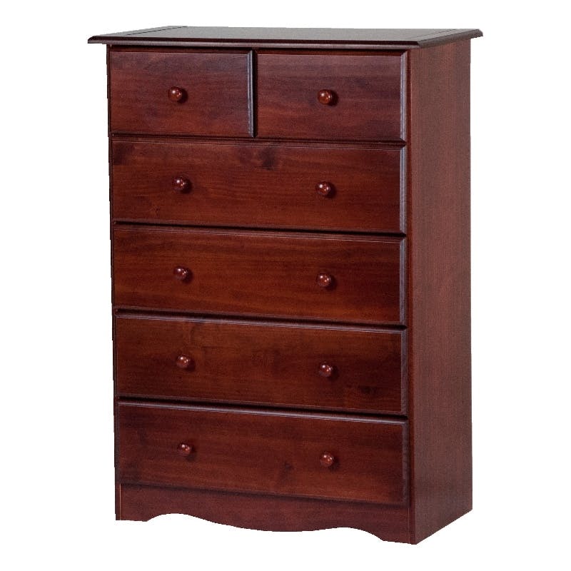 Amara Merlot Tall 6 Drawer Kids Dresser