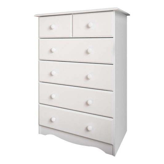 Amara White Tall 6 Drawer Kids Dresser