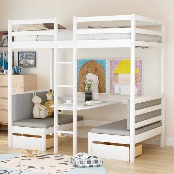 Amelia White Convertible Table to Bunk Bed