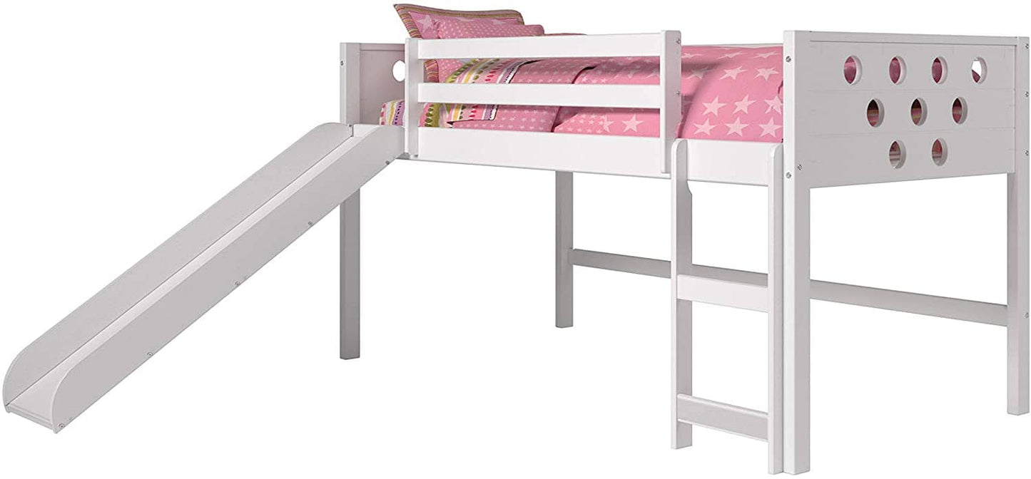 Aria Twin White Loft Bed with Slide