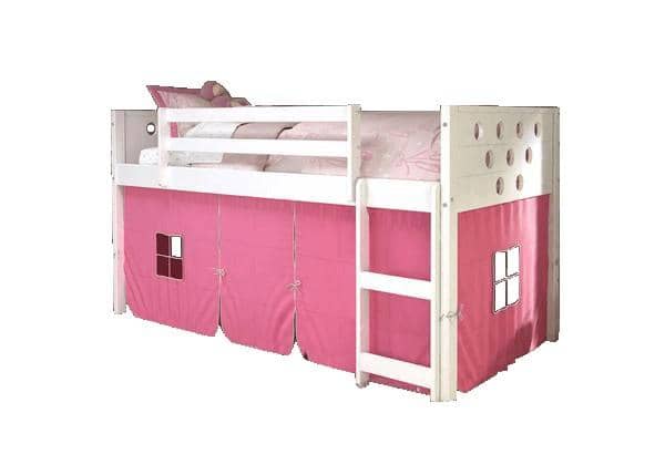 Aria White Loft Bed with Pink Tent