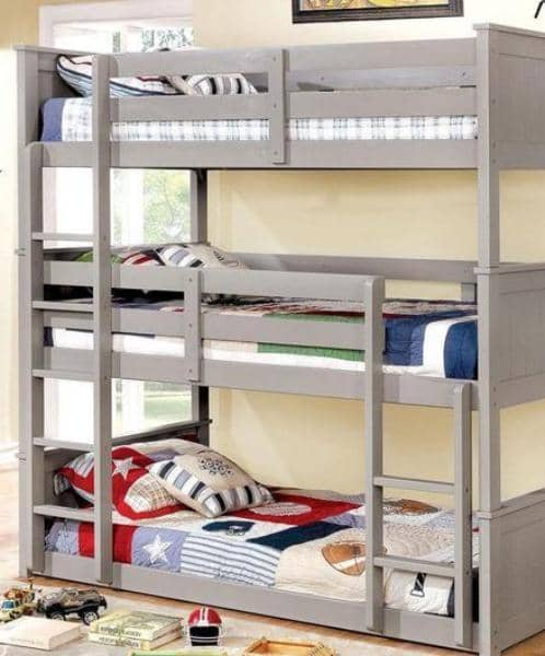 Aubrey Grey Triple Bunk Bed in Twin