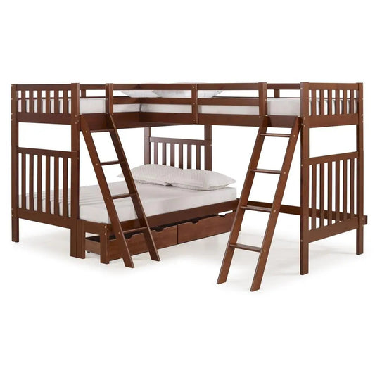 Ella Quadruple Bunks in Chestnut