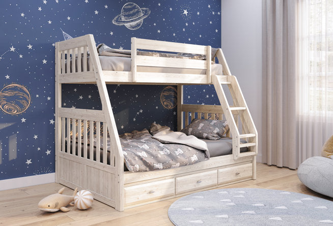 Julia Distressed White Twin over Full Bunk Bed