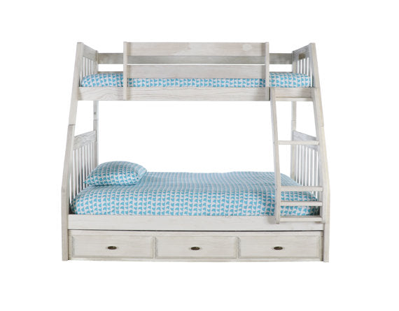 Julia Distressed White Twin over Full Bunk Bed