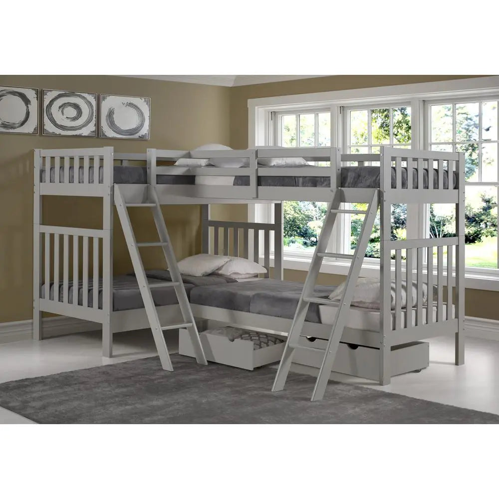 Bellamy Quad Bunk Beds in Grey with Storage