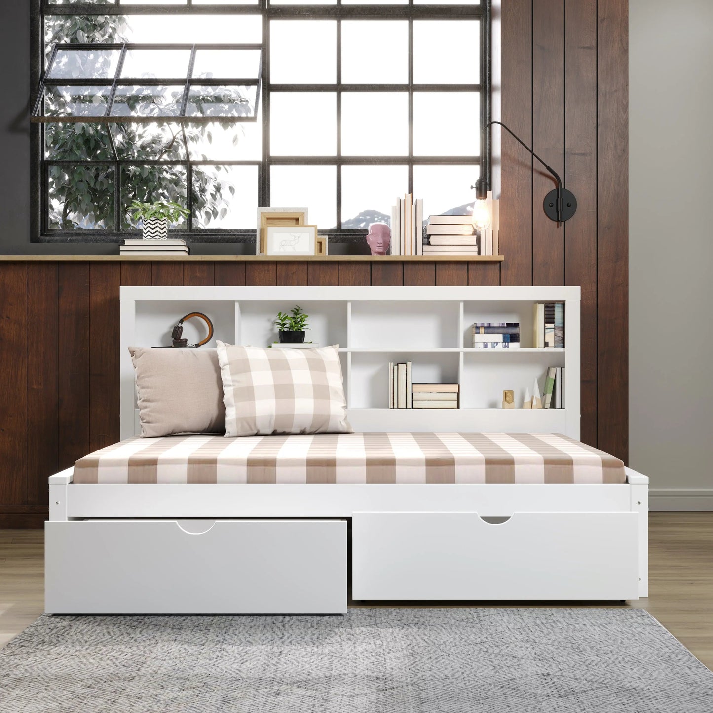 Bo Full Size Storage Bed with Bookcase Headboard