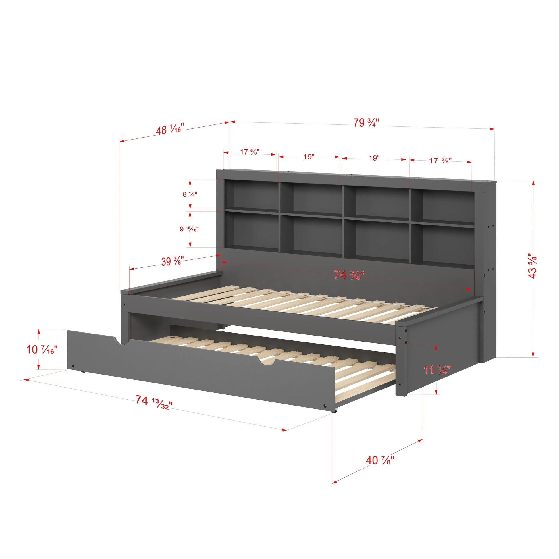 Bo Twin Bed with Bookcase Headboard