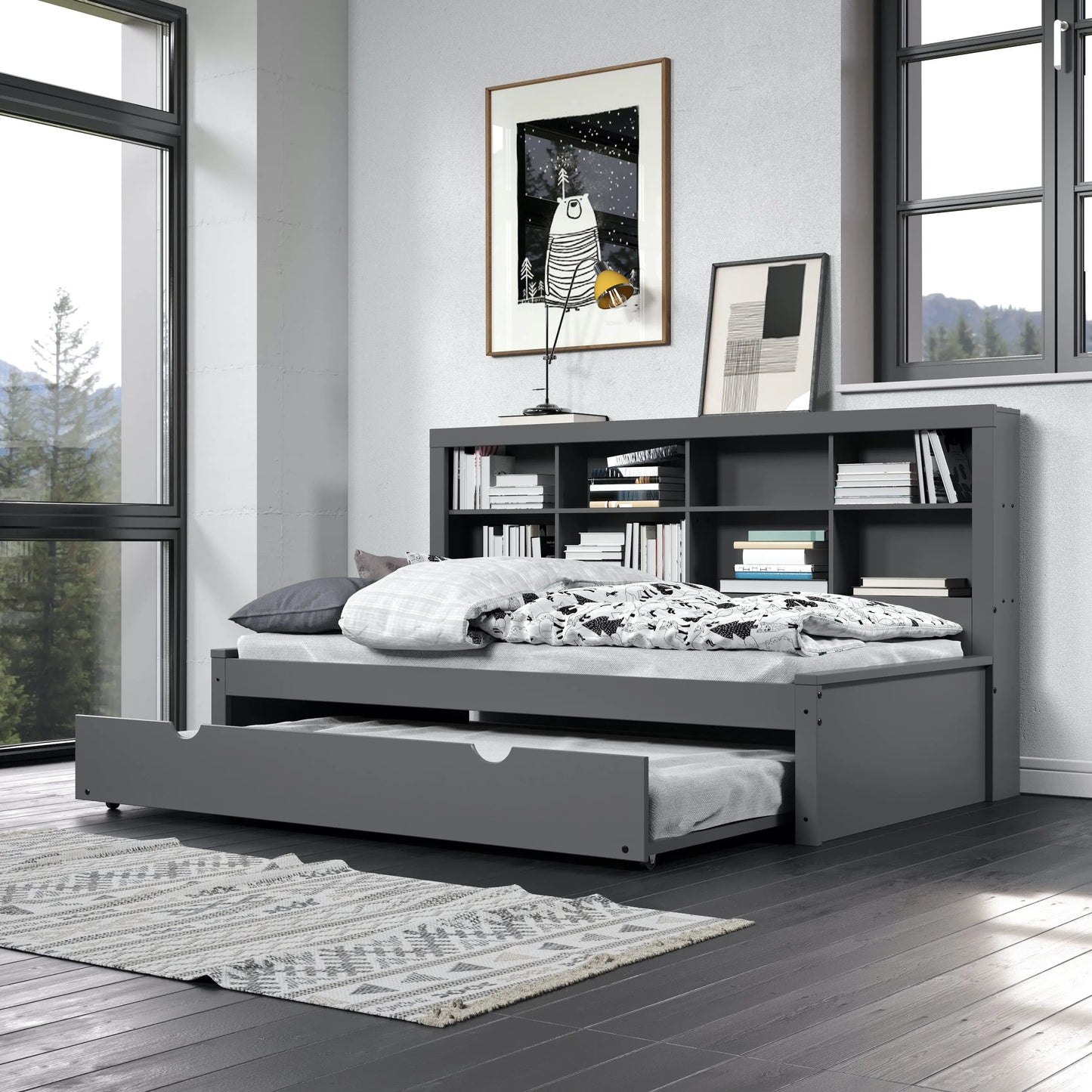 Bo Twin Bed with Bookcase Headboard