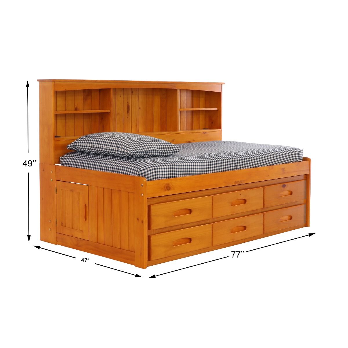 Claire Twin Size Storage Daybed in Honey