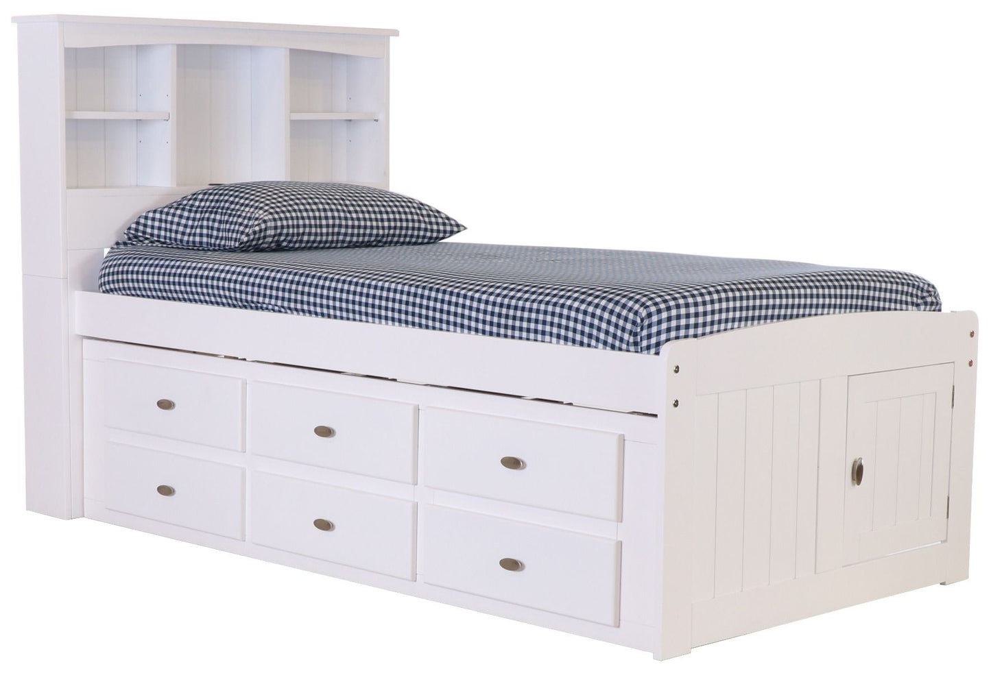 Addison Twin Captains Bed with Bookcase Headboard