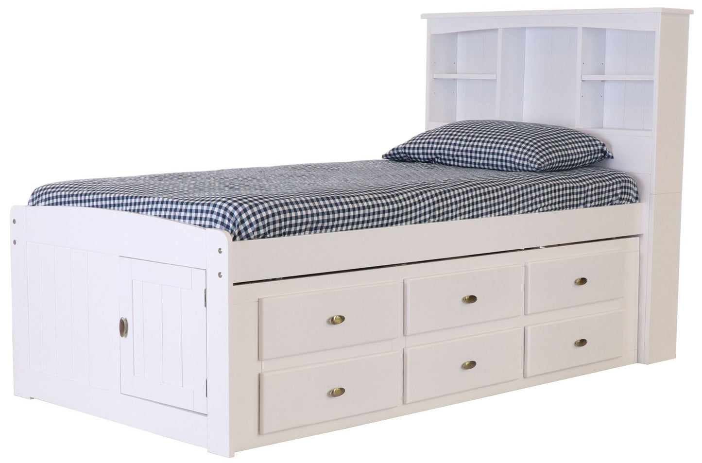 Addison Twin Captains Bed with Bookcase Headboard