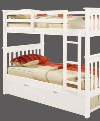 Eleanor White Bunk Bed with Trundle