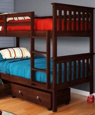 Elijah Cappuccino Bunk Bed with Storage Drawers