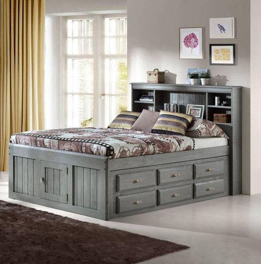 Elizabeth Gray Full Size Captains Bed with Storage Drawers