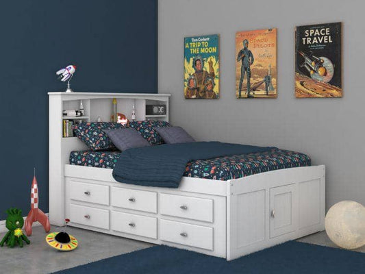 Elizabeth White Full Size Captains Bed with Storage Drawers