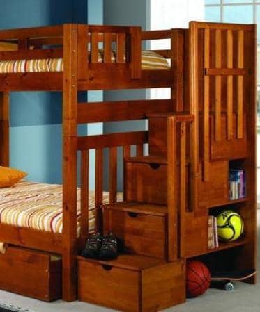 Elliot Honey Bunk Bed with Stairs and Storage