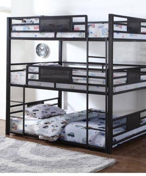 Gia Metal Twin or Full Triple Bunk Bed