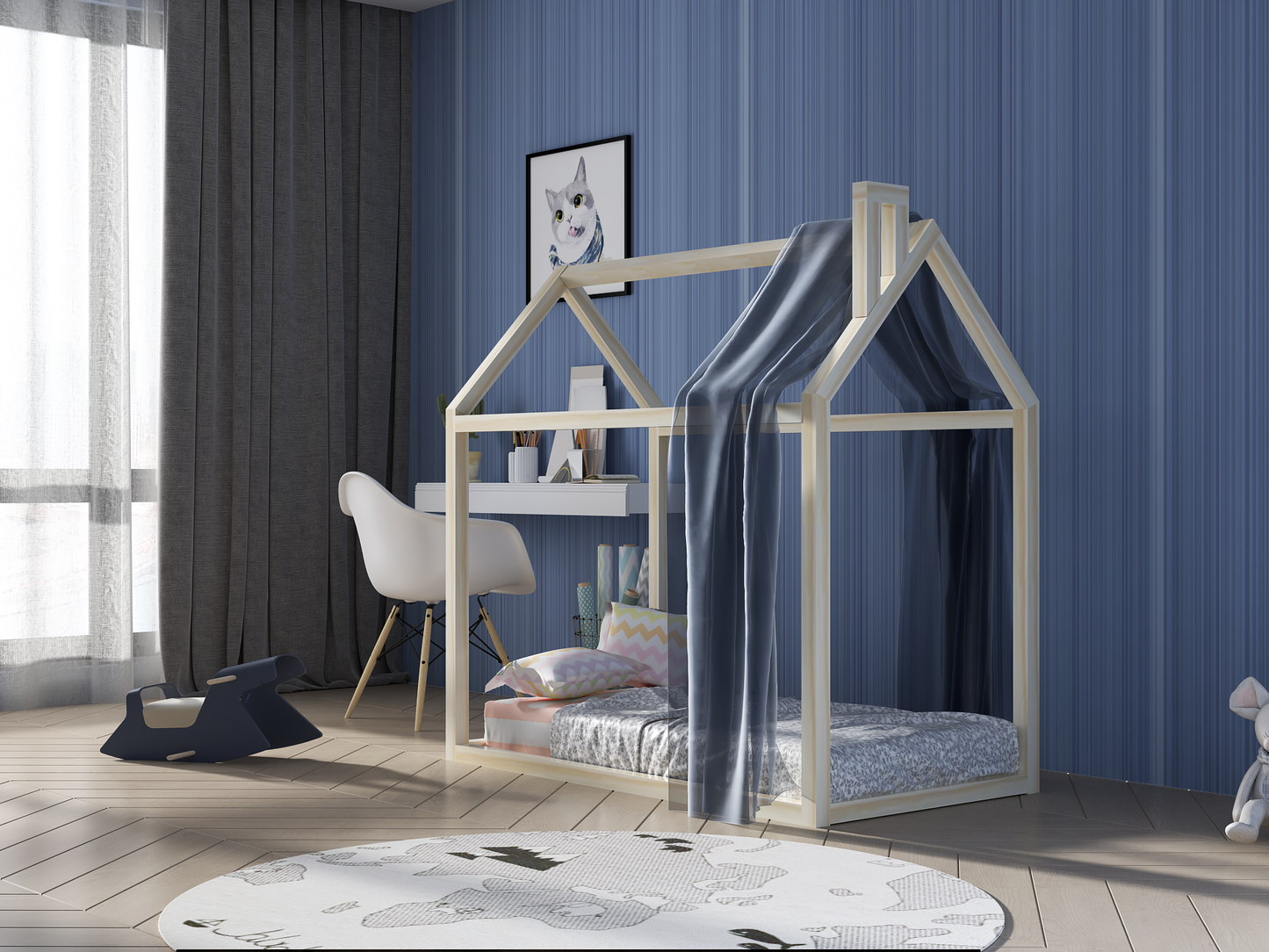 Sophia Toddler Floor Bed with Chimney