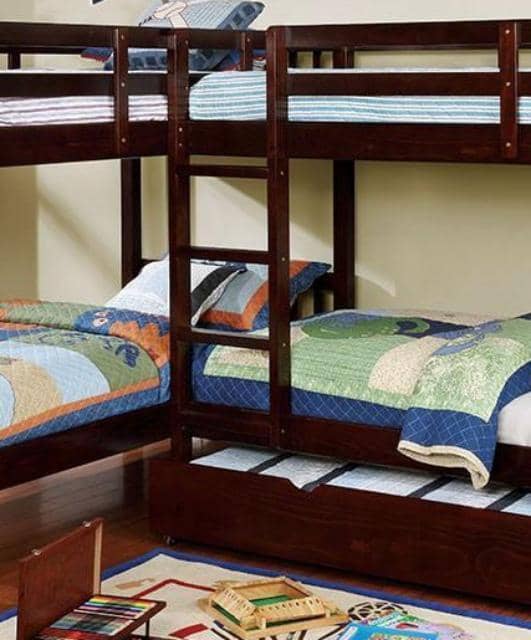 Hannah Cappuccino Corner Quadruple Bunk Bed