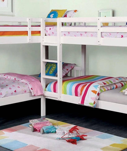 Hannah White Corner Quadruple Bunk Bed