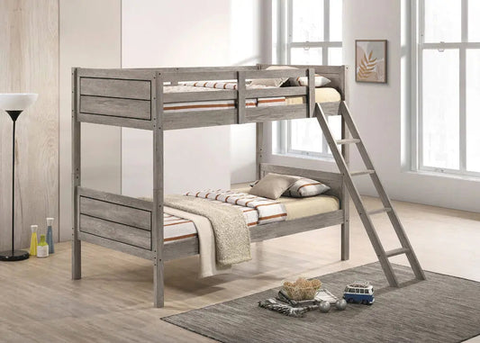 Huck Rustic Twin Bunk Bed