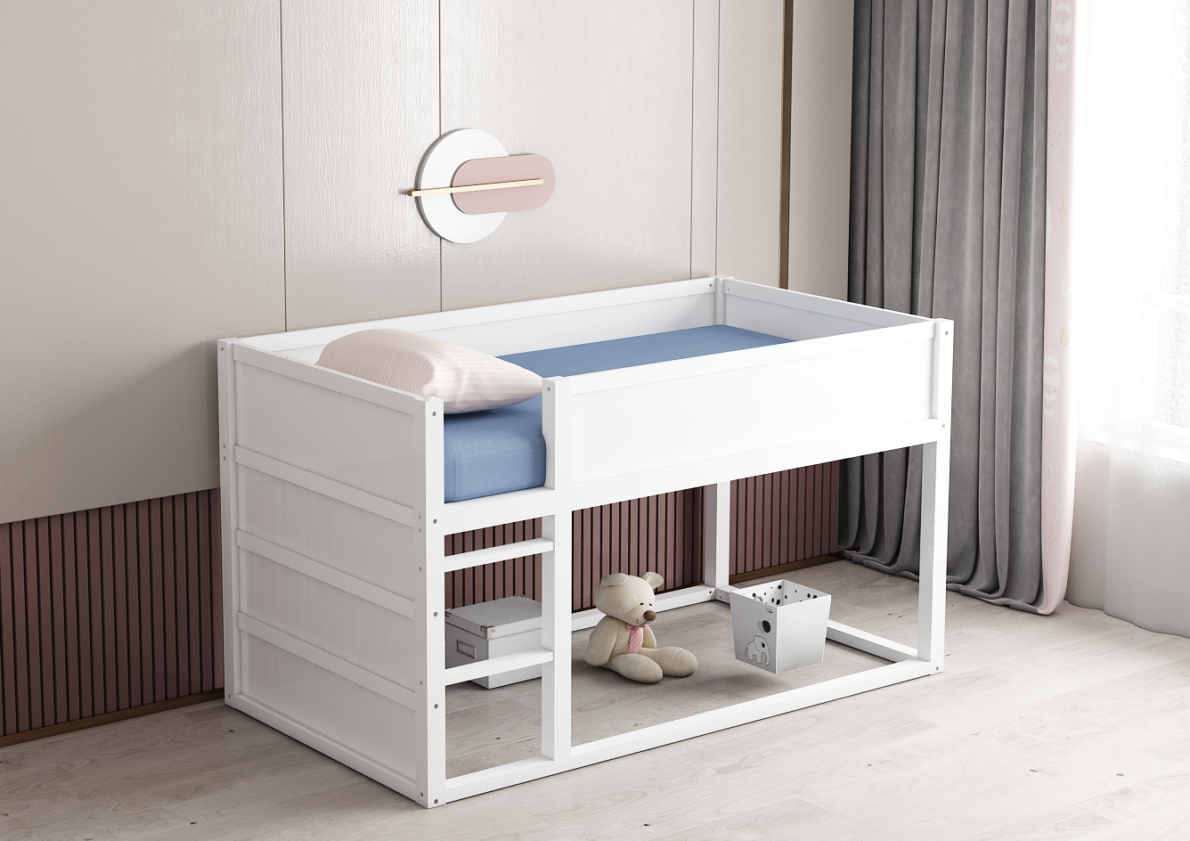 Ivy Twin Canopy Bed | Converts to Loft | Designed for Years of Use Toddler to Teen