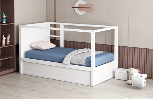 Ivy Twin Canopy Bed | Converts to Loft | Designed for Years of Use Toddler to Teen