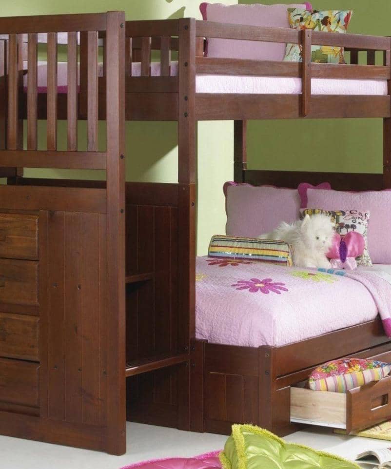 Layla Twin over Full Bunk Bed with Stairs and Storage