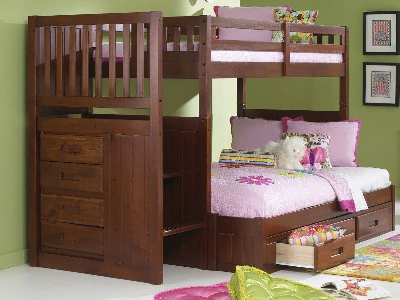 Layla Twin over Full Bunk Bed with Stairs and Storage