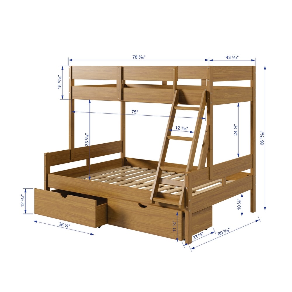 Emily Modern Twin over Full Bunk Bed with Storage