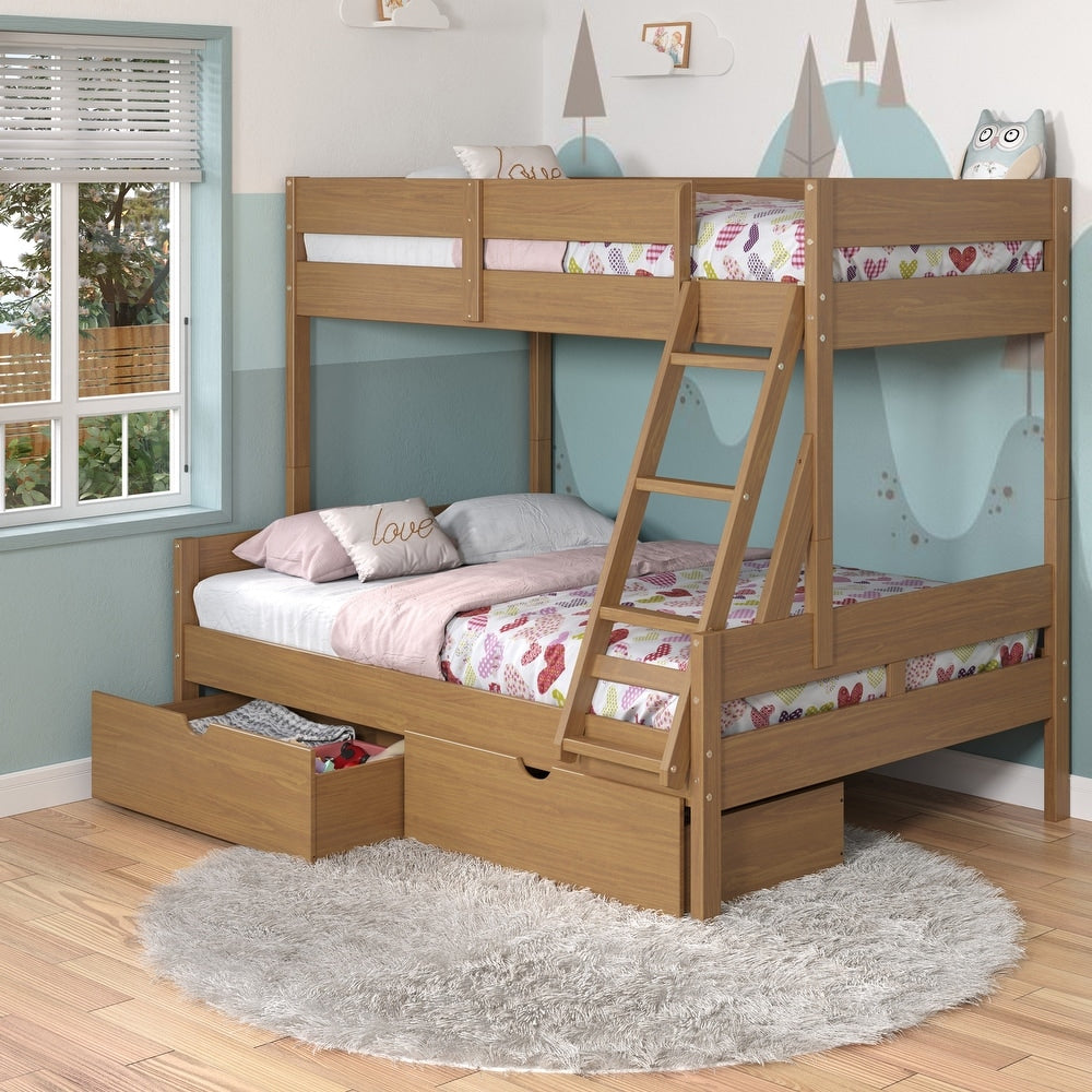 Emily Modern Twin over Full Bunk Bed with Storage