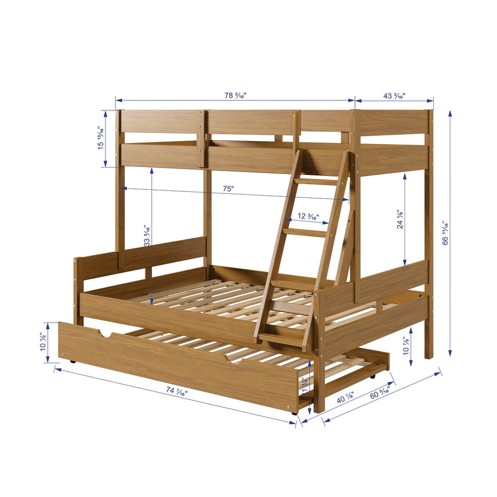 Emily Modern Twin over Full Bunk Bed with Trundle