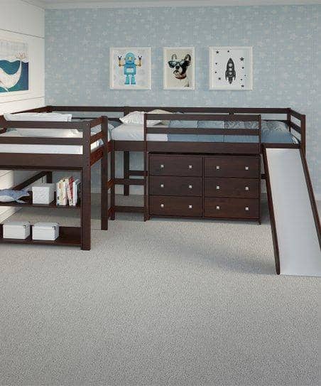 Luke L-Shape Corner Loft Bed with Slide & Dresser