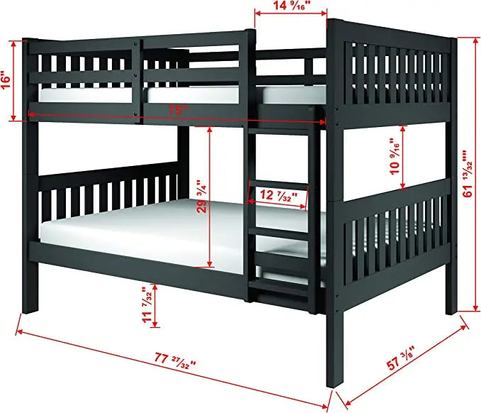 Max Full Bunk Bed with Storage in Grey