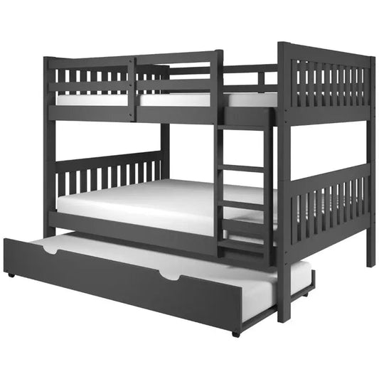 Max Full Bunk Bed with Trundle in Grey