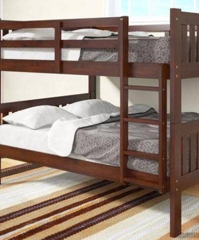 Max Full Size Cappuccino Bunk Beds for Kids