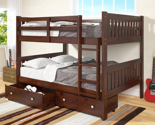 Max Full Size Dark Cappuccino Bunk Bed with Storage