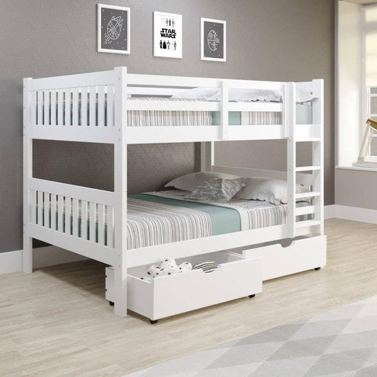 Max Full Size White Bunk Bed with Storage